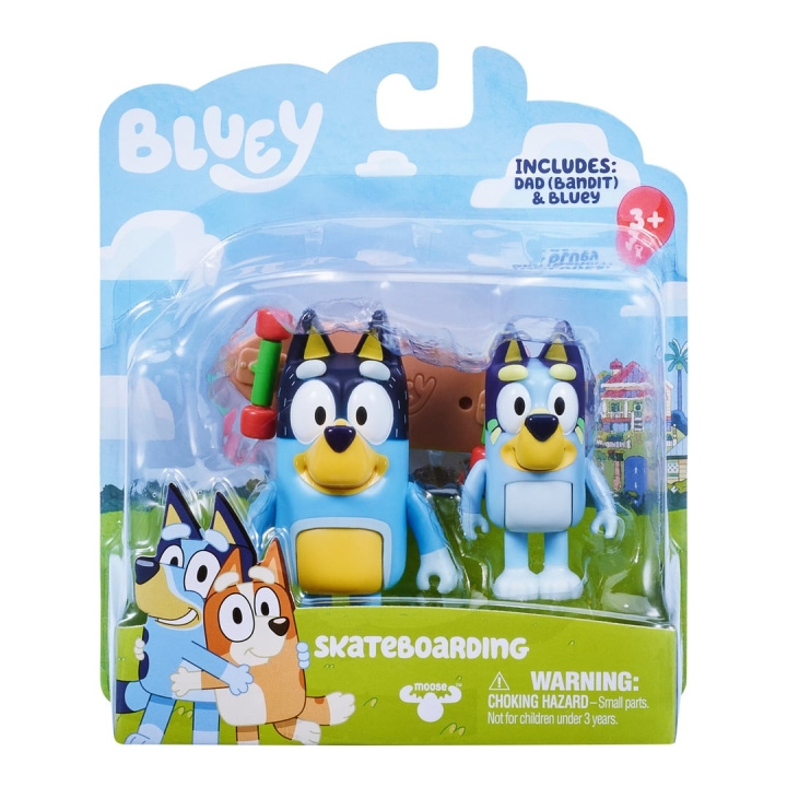 Bluey S3-figuur 2-pack - Skateboarden in de groep SPEELGOED, KINDER- & BABYPRODUCTEN / Speelgoed / Figuren, Miniaturen & accessoires bij TP E-commerce Nordic AB (D37335)