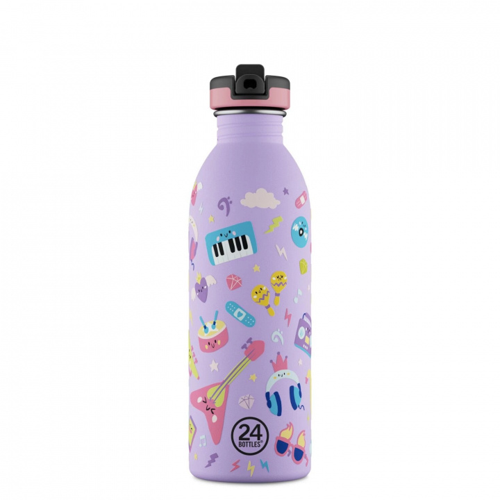 24Bottles Urban Bottle - Music Friends - Lilla - 500 ml in de groep SPORT, VRIJE TIJD & HOBBY / Buitenrecreatie / Thermosflessen & Waterflessen bij TP E-commerce Nordic AB (D37386)