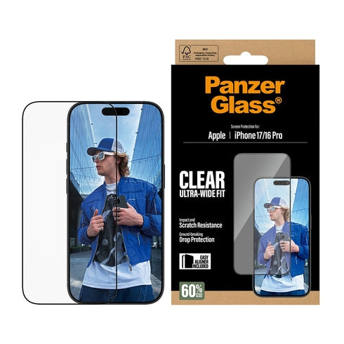 PanzerGlass Schermbeschermer - iPhone 17 - iPhone 16 Pro - Ultra-brede pasvorm met EasyAligner in de groep SMARTPHONE & TABLETS / Mobielbescherming / Apple / iPhone 17 bij TP E-commerce Nordic AB (D38294)