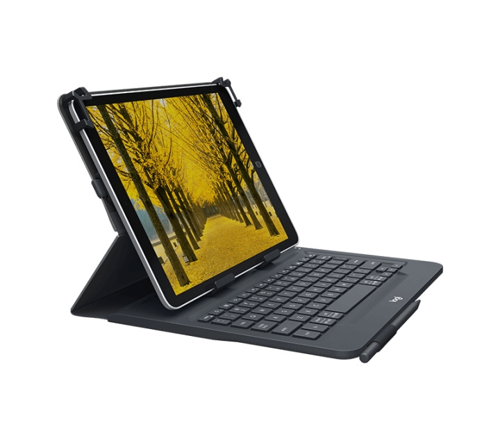 Logitech Universal Folio met toetsenbord, 10 inch - Zwart (Nordic) in de groep SMARTPHONE & TABLETS / Tablet bescherming bij TP E-commerce Nordic AB (D38317)