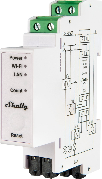 Shelly Pro 3EM DIN-rail energiemeter, driefasig in de groep HUISHOUDEN & TUIN / Smart home / Slimme huissystemen bij TP E-commerce Nordic AB (D39849)
