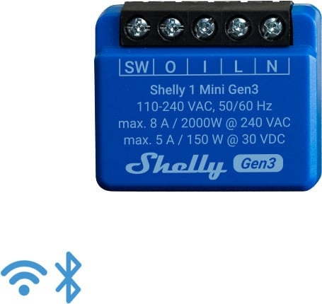 Shelly 1 Mini Gen3 - relaisschakelaar voor wifi-netwerk in de groep COMPUTERS & RANDAPPARATUUR / Netwerk bij TP E-commerce Nordic AB (D39907)