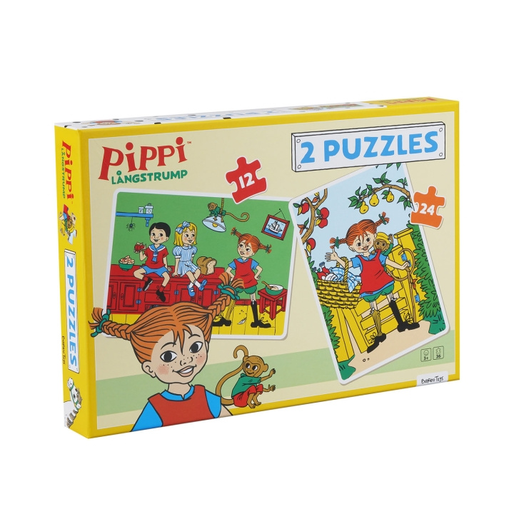 ASTRID LINDGREN Pussel Pippi 2 Pussel 12 Bitar + 24 Bitar in de groep SPEELGOED, KINDER- & BABYPRODUCTEN / Speelgoed / Kinderpuzzel bij TP E-commerce Nordic AB (D40534)