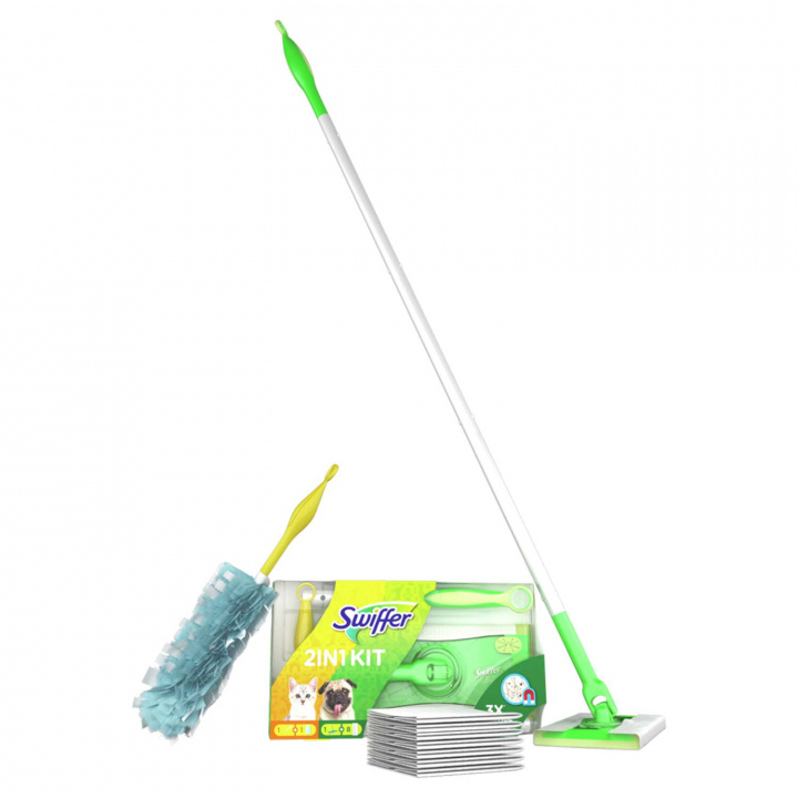 Swiffer Startkit 1 Rengöringsmopp + 8st torra refillgolvdukar &1st dammvippa + 1st dammvipperefill in de groep HUISHOUDEN & TUIN / Schoonmaakproducten / Stofzuigers & Accessoires / Stofzuigers bij TP E-commerce Nordic AB (D40684)