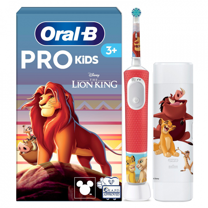 Oral B Eltandborste Vitality Pro Kids Lion King + resefodral in de groep BEAUTY & HEALTH / Mondverzorging / Elektrische tandenborstels bij TP E-commerce Nordic AB (D40688)