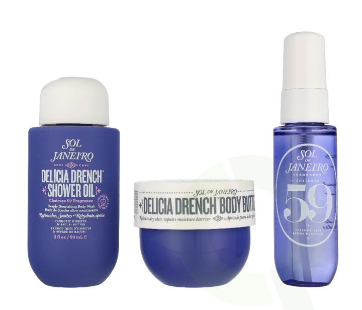 Sol De Janeiro Delicia Drench Jet Set 170 ml Delicia Drench Body Butter 50ml/Delicia Drench Shower Oil 90ml/Cheirosa 59 Delicia Drench Perfume Mist 30ml in de groep BEAUTY & HEALTH / Cadeausets / Cadeausets voor haar bij TP E-commerce Nordic AB (D40939)