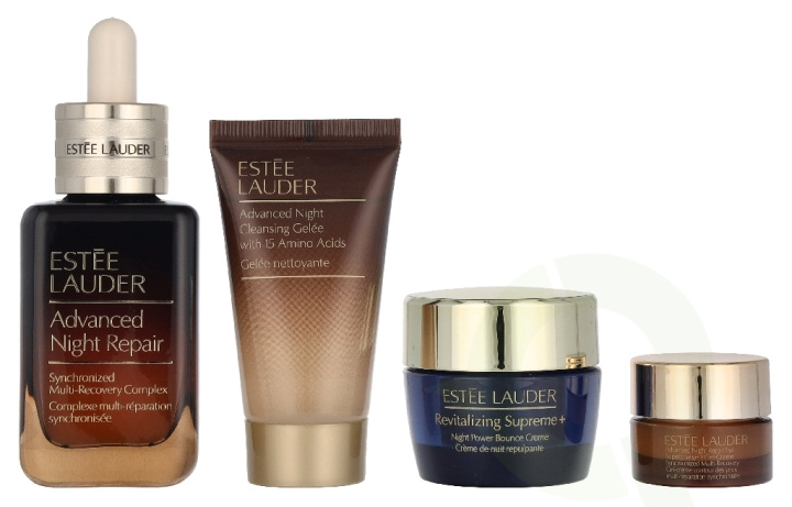 Estee Lauder The Lift + Glow Routine Set 100 ml Advanced Night Repair Serum 50ml /Advanced Night Repair Cleansing Gelée 30ml+ Revitalizing Supreme+ Bounce Night Creme 15ml + Advanced Night Repair Eye Supercharged Gel-Creme 5ml in de groep BEAUTY & HEALTH / Cadeausets / Cadeausets voor haar bij TP E-commerce Nordic AB (D41086)