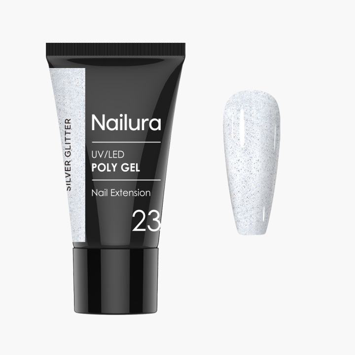 Nailura Poly Gel 23 - Zilveren Glitter - 30 ml in de groep BEAUTY & HEALTH / Manicure/pedicure / Nagellak bij TP E-commerce Nordic AB (D41330)