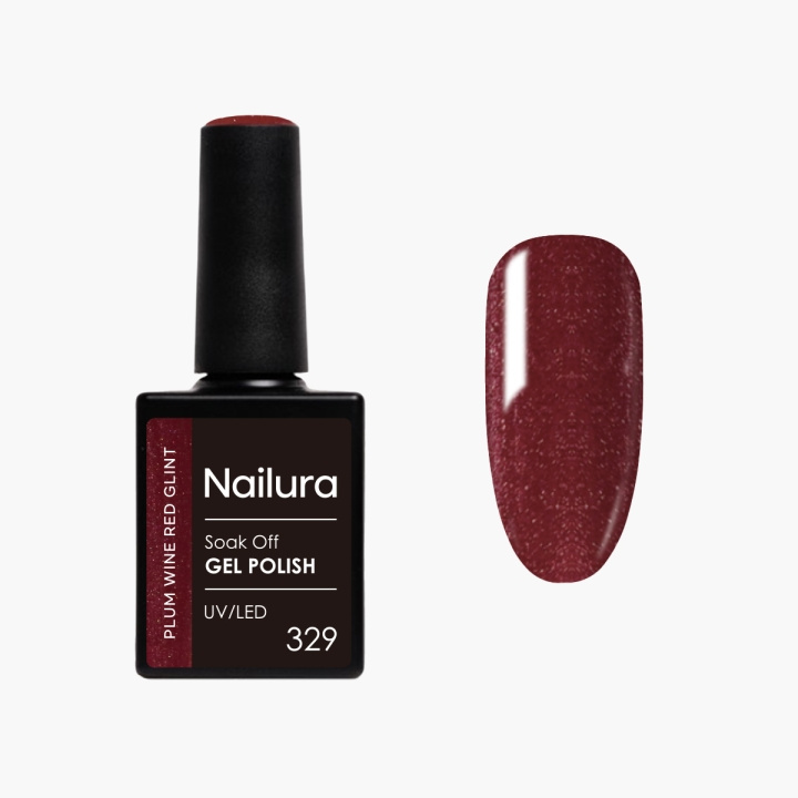 Nailura Gellak 329 - Plum Wine Red Glint - 10 ml in de groep BEAUTY & HEALTH / Manicure/pedicure / Nagellak bij TP E-commerce Nordic AB (D41571)