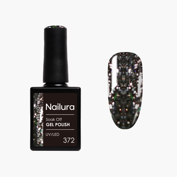 Nailura Gel Polish 372 - Black Silver Glitter - 10 ml in de groep BEAUTY & HEALTH / Manicure/pedicure / Nagellak bij TP E-commerce Nordic AB (D41598)