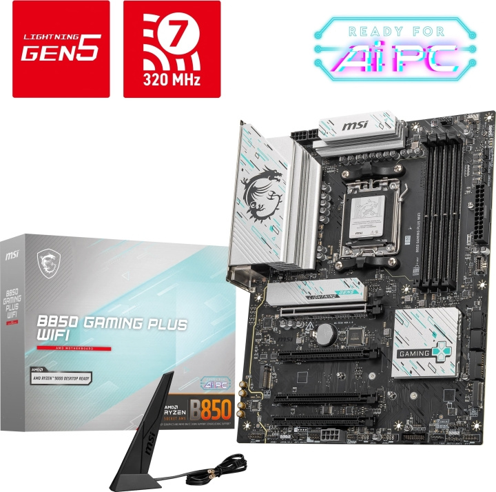 MSI B850 GAMING PLUS WIFI AM5 ATX-moederbord in de groep COMPUTERS & RANDAPPARATUUR / Computeronderdelen / Moederbord bij TP E-commerce Nordic AB (D41793)