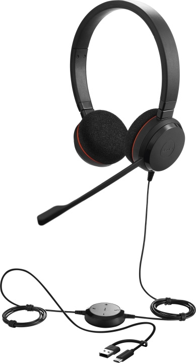 Jabra Evolve 20 headset, stereo, UC, USB-C/USB-A- in de groep COMPUTERS & RANDAPPARATUUR / Computeraccessoires / Koptelefoon bij TP E-commerce Nordic AB (D41852)