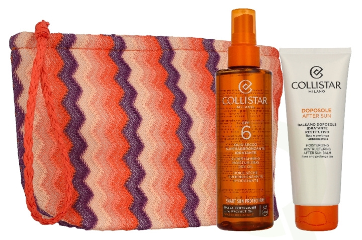Collistar Sun Giftset 300 ml Super Tanning Dry Oil Spf6 200ml/After-Sun Balm 100ml/Pouch in de groep BEAUTY & HEALTH / Huidsverzorging / Zonnebank / Zonnebescherming bij TP E-commerce Nordic AB (D41940)