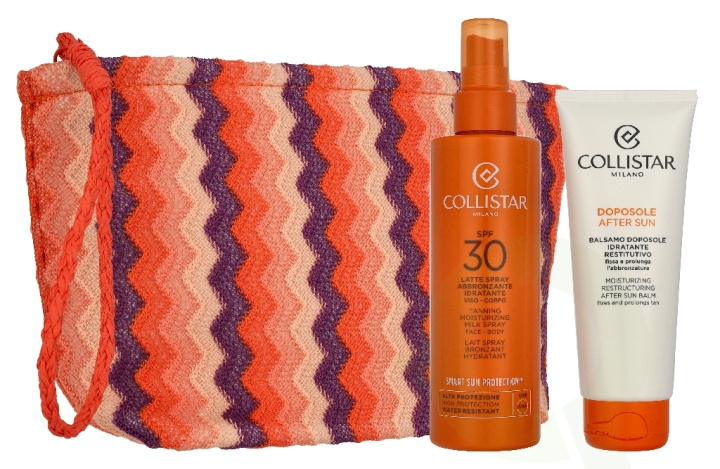 Collistar Sun Giftset 300 ml Tanning Spray Milk Spf30 200ml/After-Sun Balm 100ml/Pouch in de groep BEAUTY & HEALTH / Huidsverzorging / Zonnebank / Zonnebescherming bij TP E-commerce Nordic AB (D41941)