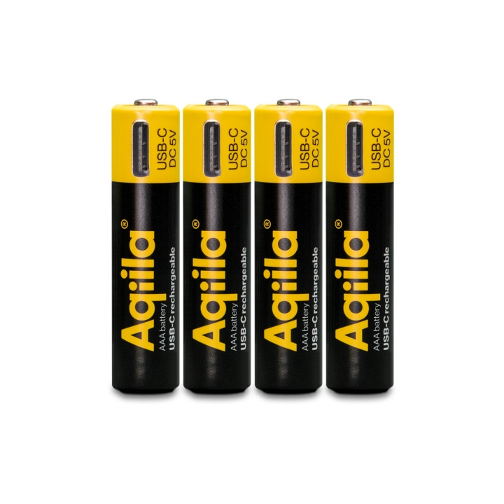 Aqiila - Oplaadbare USB-C-batterij - maat AAA - 600 mAh - 4-pack in de groep HOME ELECTRONICS / Batterijen & Opladers / Batterijen bij TP E-commerce Nordic AB (D42134)
