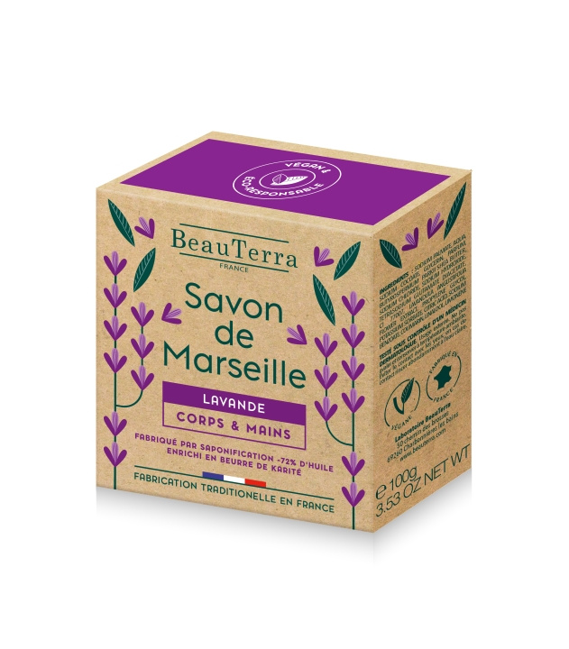 BeauTerra Marseille-zeep - Lavendel - 100 in de groep BEAUTY & HEALTH / Huidsverzorging / Lichaamsverzorging / Geurende zeep bij TP E-commerce Nordic AB (D42329)