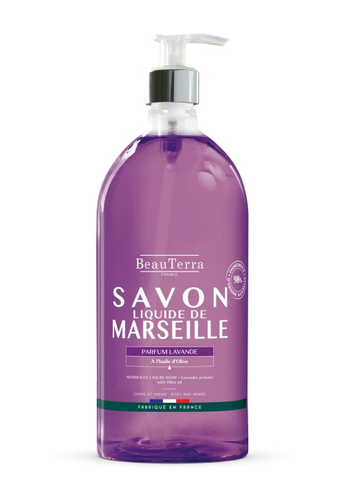 BeauTerra Vloeibare Marseillezeep - Lavendel - 1 l in de groep BEAUTY & HEALTH / Huidsverzorging / Lichaamsverzorging / Geurende zeep bij TP E-commerce Nordic AB (D42335)