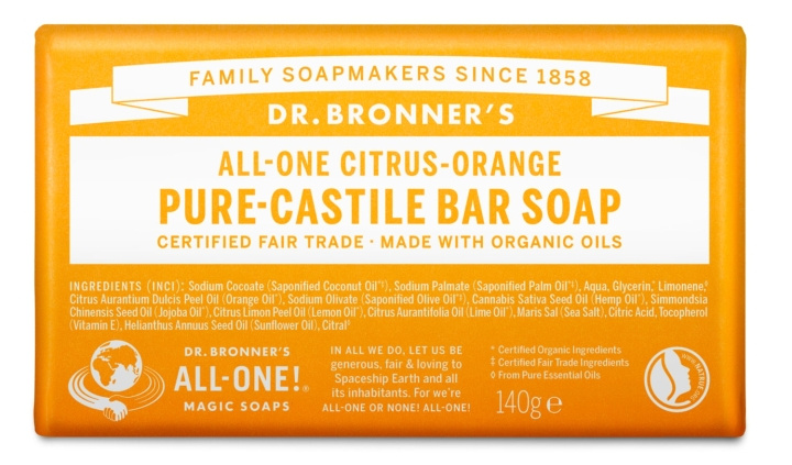Dr. Bronner\'s - Zeepblok Citrus-Sinaasappel 140 g in de groep BEAUTY & HEALTH / Huidsverzorging / Lichaamsverzorging / Geurende zeep bij TP E-commerce Nordic AB (D43099)