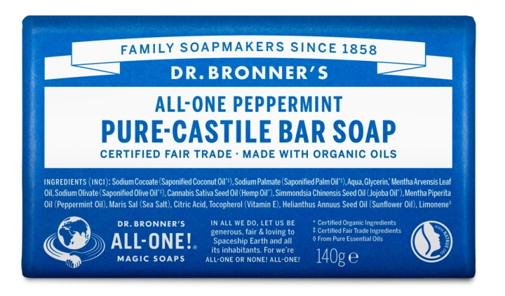 Dr. Bronner\'s - Zeep in staaf, pepermunt, 140 g in de groep BEAUTY & HEALTH / Huidsverzorging / Lichaamsverzorging / Geurende zeep bij TP E-commerce Nordic AB (D43100)