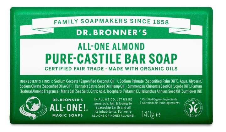 Dr. Bronner\'s - Amandelzeep 140 g in de groep BEAUTY & HEALTH / Huidsverzorging / Lichaamsverzorging / Geurende zeep bij TP E-commerce Nordic AB (D43323)