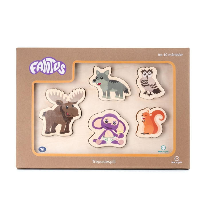 DR Fantus - Houten puzzel 5-delig, bosdieren (62-112070) in de groep SPEELGOED, KINDER- & BABYPRODUCTEN / Speelgoed / Kinderpuzzel bij TP E-commerce Nordic AB (D43615)