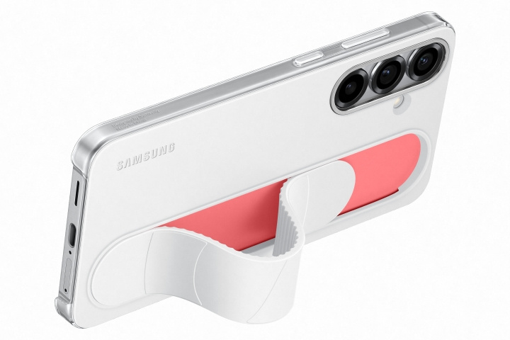 Samsung Galaxy S25+ Standing Grip Case - White in de groep SMARTPHONE & TABLETS / Mobielbescherming / Samsung bij TP E-commerce Nordic AB (D44872)