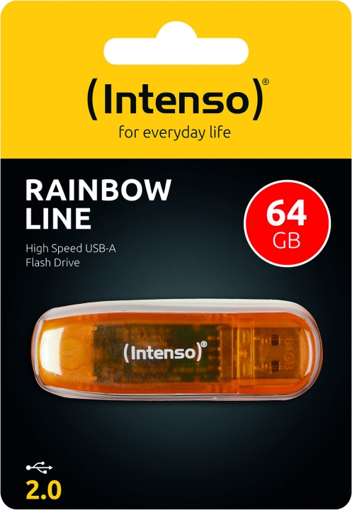 Intenso Rainbow Line 64GB Orange Intenso in de groep HOME ELECTRONICS / Opslagmedia / USB-geheugen bij TP E-commerce Nordic AB (D45456)