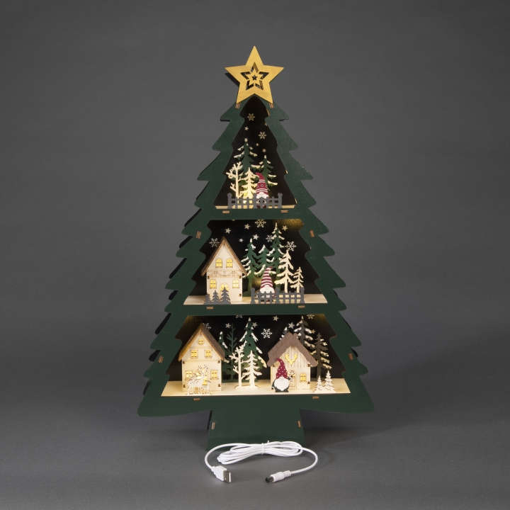 Konstsmide B/O Siluett Julgran trä 10 LED Konstsmide in de groep HOME ELECTRONICS / Verlichting / Kerstverlichting bij TP E-commerce Nordic AB (D45707)