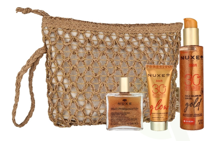 Nuxe Sun Glow Set 240 ml Tanning Oil SPF30 150ml/Glow Sun-Kissed Fluid SPF30 40ml/Huile Prodigieuse Multi-Purpose Dry Oil 50ml in de groep BEAUTY & HEALTH / Huidsverzorging / Zonnebank / Zonnebescherming bij TP E-commerce Nordic AB (D45806)