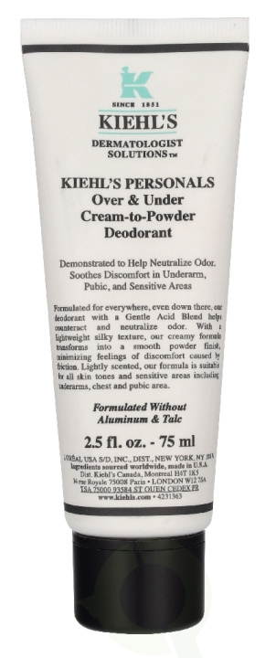 Kiehl\'s Over & Under Cream-To-Powder Deodorant 75 ml in de groep BEAUTY & HEALTH / Geuren & Parfum / Deodorant / Deodorant voor mannen bij TP E-commerce Nordic AB (D45819)