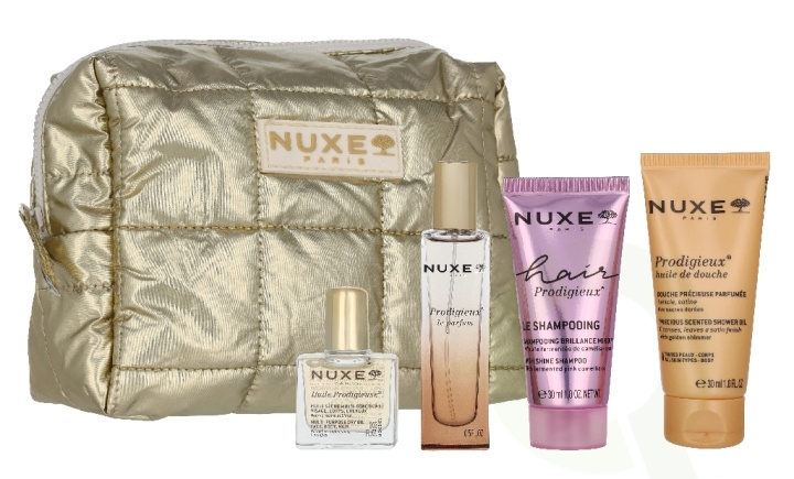 Nuxe Prodigious Travel Kit 85 ml Shampoo 30ml/Le Parfum 15ml/Dry Oil 10ml/Shower Oil 30ml in de groep BEAUTY & HEALTH / Huidsverzorging / Zonnebank / Zonnebescherming bij TP E-commerce Nordic AB (D45822)