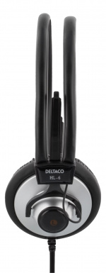 DELTACO hörlur med volymkontroll, 2,2m kabel