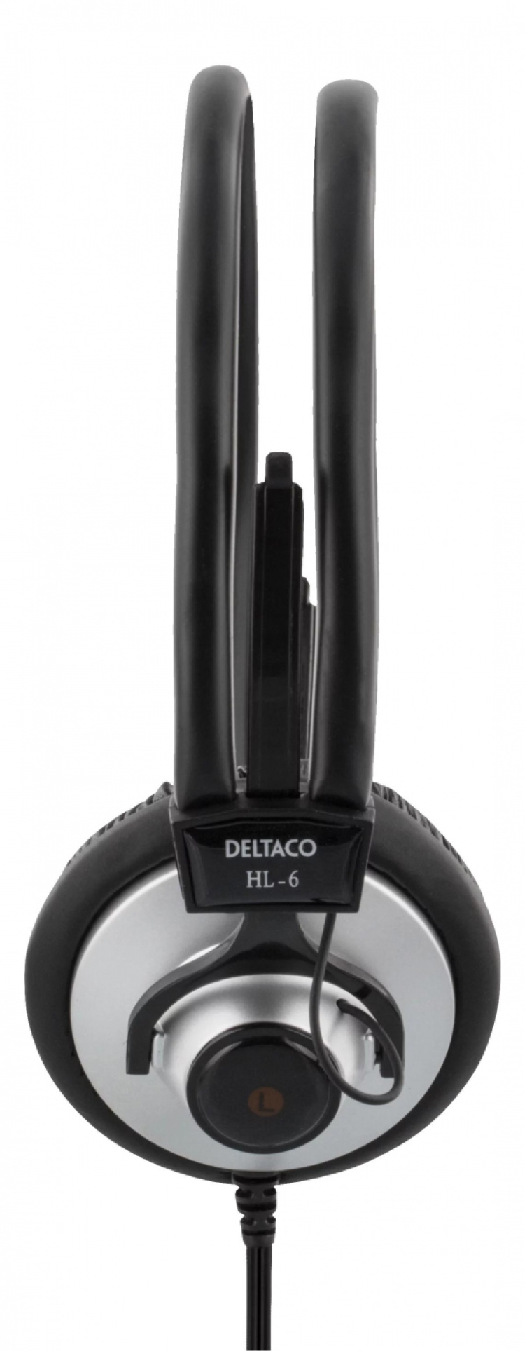 DELTACO hörlur med volymkontroll, 2,2m kabel