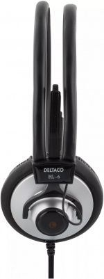 DELTACO hörlur med volymkontroll, 2,2m kabel