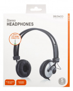 DELTACO hörlur med volymkontroll, 2,2m kabel