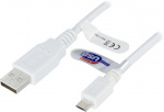 DELTACO USB 2.0 typ A till Micro-B USB, 5-pin, 3m, vit