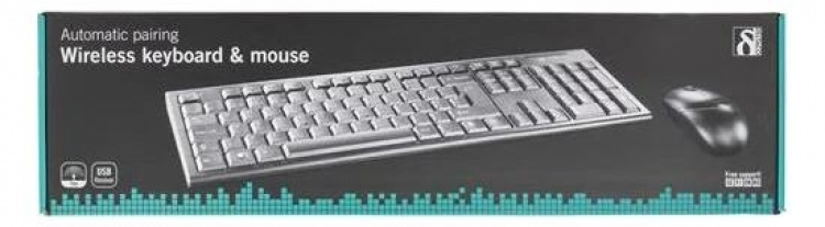 DELTACO trådlöst tangentbord och mus, USB, 10m, nordisk, svart DELTACO trådlöst tangentbord och mus, USB, 10m, nordisk, svart