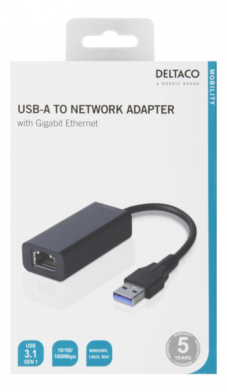 DELTACO USB 3.0 netwerkadapter met intern flashgeheugen (USB3-GIGA5) DELTACO USB 3.0 netwerkadapter met intern flashgeheugen (USB3-GIGA5)