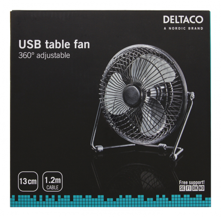 DELTACO USB-fläkt, bordsmodell, 13cm (FT-755)