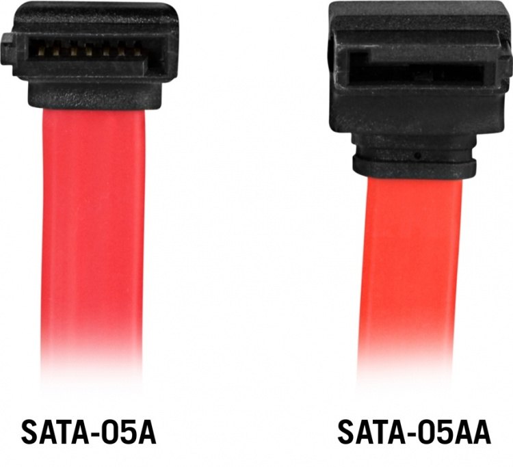DELTACO SATA/SAS kabel, haaks (omlaag)-recht, 0,5m (SATA-05A)