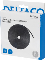 DELTACO Hook and loop fastener cable ties, width 10mm, 5m, black DELTACO Hook and loop fastener cable ties, width 10mm, 5m, black