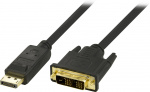 DELTACO DisplayPort to DVI cable, 20-pin male - male, 1m, black