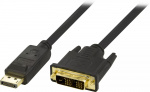 DELTACO DisplayPort to DVI cable, 20-pin male - male, 1m, black