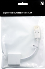 DELTACO DisplayPort to VGA-adapter, Full HD @60Hz, white, 0,2m, DELTACO DisplayPort to VGA-adapter, Full HD @60Hz, white, 0,2m,