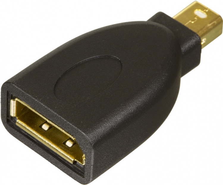 DELTACO Mini DisplayPort ha naar DisplayPort ho, zwart (MDP-DP)