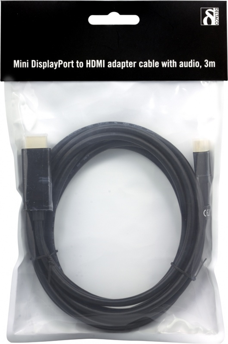 DELTACO mini DisplayPort to HDMI cable with audio, Full HD @60Hz, 3m DELTACO mini DisplayPort to HDMI cable with audio, Full HD @60Hz, 3m