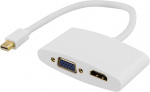 DELTACO mini DisplayPort till HDMI och VGA-adapter, 0,25m, vit