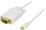DELTACO mini DisplayPort to VGA(HD15) cable, male-male, 2m, white,