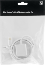 DELTACO mini DisplayPort naar VGA(HD15) kabel, ha-ho, 1m, wit (DP-VGA100)