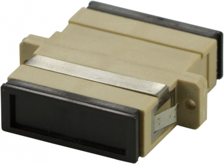 DELTACO snap-in fiber mating sleeve, 2xSC-SC, Multi mode, duplex, beig
